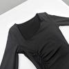 Vestido Amazon Explosions com Gola Assimétrica e Manga Longa Moda Outono Feminina Europeia e Americana Sexy com Fenda Plissado Básico Saia Lápis