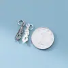 Plata de ley 925, colgante de pluma de plata tailandesa estilo antiguo, pulsera DIY, amuleto vintage, material y accesorios para tejer cordón hecho a mano, S1233