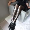 Estilo Harajuku de Japón Kali con medias de calavera de hueso negro para mujer de comercio exterior medias de Halloween