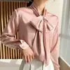 Blusa de Satén con Lazo Grande de Cinta Estilo Francés para Mujer, Diseño de Primavera con Sentido de Estilo, Camisa Interior Blanca de Nicho