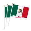 Copa Mundial 2026 Estados Unidos, Canadá y México Bandera Mexicana Aficionados Colgar Bandera y Tirar Bandera Decoración 14*21cm Bandera de Poliéster