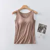 [Copo de Cinco Dedos] Copo Peça Única Regata Modal com Bojo Sutiã de Alça Fina Feminino com Bojo Fixo - Top de Lingerie