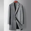 Abrigo de Hombre 2026 Otoño e Invierno 100% Lana Longitud Media Juventud Negocios Gabardina de Lana a Doble Cara Color Sólido Chaqueta Casual