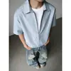 Camiseta de Manga Corta Rayada Empalmada Falsa de Dos Piezas para Hombre, Verano Oversize Tendencia Marca Corteholgado Fresca Top de Media Manga
