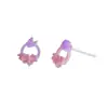 Dulces Nuevos Pendientes de Resina con Forma de Flor para Ventana de Mariposa Estilo Chino Color de Contraste Frescos Lindos Suaves Corona Pendientes Versátiles para Agujeros de Oreja