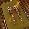Brincos de Gancho com Franja de Flor de Zircônia Acessíveis de Luxo Retrô Estilo Étnico Modernos e Exquisitos Brincos com Senso de Design Versáteis de Nicho