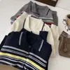 Suéter Cardigan de Malha com Lapela Color Block de Botão Único Cor Nova Outono 2025 Design de Nicho Jaqueta Suéter de Tricô Outono e Inverno para Mulheres