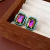 Pendientes Cuadrados Rectangulares de Plata Europea y Americana Incrustados con Diamantes, Pendientes Personalizados de Moda Elegantes, Estilo Casual, Pendientes Simples y Versátiles