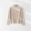Nueva Camiseta Básica de Color Sólido de Media Altura para Mujer, Primavera y Otoño, para Llevar por Dentro y por Fuera, Top Adelgazante y Cálido