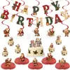 Banner de cumpleaños temático navideño transfronterizo, banner de fiesta temática, adorno para pastel y adornos decorativos