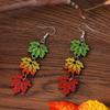 Pendientes de Hoja de Arce de Color Otoño Nuevo Transfronterizos Europeos y Americanos Pendientes de Madera de Doble Cara Pendientes Creativos Distintivos para Mujer