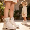 Botas de Moda Infantil Outono e Inverno 2026, Botas para Meninas, Botas de Couro com Asa de Borboleta, Botas Curtas para Meninos, Botas de Cano Alto para Estudantes