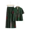 Roupas de verão para mulheres de meia-idade e idosas para mães avós moda casual conjunto estampado conjunto de duas peças para idosos camisa de manga curta fina