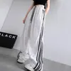 Macacão Estilo Americano Feminino Renda Listrado Reto Cintura Alta Drapeado Solto Perna Larga Esportivo Verão Novo Senso de Design