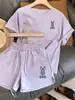 Conjunto Esportivo Casual de Shorts de Manga Curta com Estampa de Rosto Sorridente Transfronteiriço Feminino Emagrecedor Solto Estilo Coreano Conjunto de Duas Peças Estudante Tendência