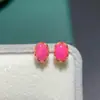 TikTok Supply Brincos de Opala Rosa Natural Moda Europeia e Americana Inlay de Prata S925 5x 7mm Brincos Elegantes para Mulheres