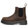 Botas Chelsea Crazy Horse Brown 2976 para mujer, botas de moto de suela media gruesa, botas cortas de piel auténtica de capa superior para mujer, plataforma con pedal.