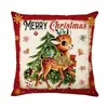 Capa de Almofada de Natal Nova Transfronteiriça Desenho Animado de Natal Estampa de Linho Decoração de Feriado Capa de Almofada para Sofá Capa de Almofada