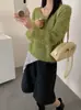 Suéter Pulóver de Punto Suave Esponjoso Holgado Versátil Estilo Suave para Mujer Otoño/Invierno 2026 Color Sólido Cuello Redondo