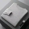 Suéter de lana para hombre con cuello semialto, engrosado para abrigar en otoño e invierno, jersey de color liso con cuello medio para mediana edad y personas mayores, camisa de capa base