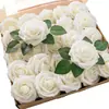Caixa de Presente Transfronteiriça Espuma Pe Rosa Flor Artificial com Haste 25 Flores Decorativas de Casamento Presente de Dia dos Namorados