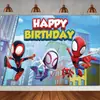 Nova Decoração de Festa Tema Homem-Aranha Pequeno Aranha Bandeira de Aniversário Infantil Cartão de Bolo em estoque Conjunto de Balões