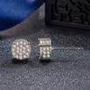 Aretes clásicos de fuente viva con circonita microincrustada, redondos, perforación completa, grupo envolvente cilíndrico con circonita incrustada, aretes brillantes
