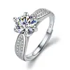 Anillos de Diamante Imitación Moissanita Reina de las Estrellas de un Quilate Ajustables para Parejas Venta al por Mayor Transfronteriza Tiktok Xiaohongshu