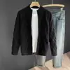 Cardigã Masculino Cor Sólida Gola Alta Versátil Tendência Novo Estilo Preguiçoso Moda Casual Design Malha de Manga Longa