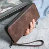 Nova Carteira Longa Masculina com Zíper Bolsa para Celular Macia e Fina Multifuncional para Negócios Porta-Cartões Múltiplos Porta-Moedas Carteira Retrô