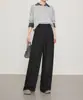 Pantalones blancos de lana de pierna ancha estilo old money de alta calidad para mujer, nuevo traje de invierno 2026 grueso de cintura alta, holgado, corte slim