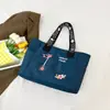 Bolsa Feminina Transfronteiriça Estilo Coreano Bordada de Mão Tote Bolsa de Grande Capacidade Tecido Oxford Bolsa de Ombro Moda Bolsa de Compras Atacado