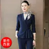 Terno slim fit, uniforme de trabalho para recepção de hotel, uniforme de trabalho para departamento de vendas e joalheria, terno feminino de moda azul