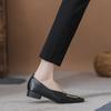 615-1 Boca Baja Moda Joker Negro Zapatos de Trabajo para Mujer Punta Cuadrada Planos de Una Sola Capa Suela Suave Superficie Suave Zapatos Vintage de Leche