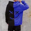Comercio Exterior Transfronterizo Sudadera con Capucha Deportiva de Manga Larga con Bloques de Color y Sonrisa Moda Casual para Hombre Hombre