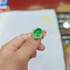 Anillo de Lujo con Incrustaciones de Calcedonia Verde Hielo Chapado en Plata al por Mayor Nuevo Estilo Chino Anillo Abierto de Ágata Verde Anillo de Jade Joyería