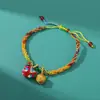 Festival do Meio do Outono Pulseiras Coloridas de Cordão com Bolinhas Bordadas Feitas à Mão para Homens e Mulheres, Pulseiras Festivas Trançadas de Fio de Cinco Cores para Casais, Atacado do Fabricante