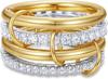Nuevo Anillo de Circonita Cúbica Apilada de Amazon Oro de 18K Acero de Titanio Grueso Alto Brillo Oro y Plata Anillo Doble