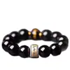 Pulsera de obsidiana para hombre con los doce signos del zodíaco, un amuleto protector para el año zodiacal, de alta calidad y totalmente natural