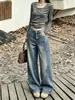 Jeans curvos retro azules juveniles estilo coreano 2026 otoño e invierno nuevos para mujeres petite con un estilo moderno