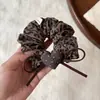 Scrunchie casual estilo francês com laço em formato de coração para mulheres, adequado para rabos de cavalo e coques, acessório de cabelo de alta elasticidade