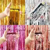 Cortina de borla de gota de lluvia de papel de aluminio transfronteriza Cortina de puerta Adorno de decoración de fondo para fiesta de cumpleaños Boda Salón de baile Cinta Banderines Colgantes Adornos