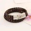 Joyería estilo coreano al por mayor pulsera de cuero para estudiantes hombres y mujeres pulsera de doble capa pulsera tejida de PU joyería pequeña