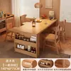 Mesa de Jantar Estilo Medieval para Uso Doméstico, Mesa de Jantar Retangular, Conjunto de Mesa e Cadeiras de Jantar Minimalista Moderno, Aparador de Jantar Integrado à Mesa de Jantar