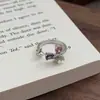 Anillo Abierto de Zirconia Morada Rosa Dulce Fresca Geométrico Flor Incrustado Diamante Lujo Ligero Diseño Exquisito de Nicho Realza el Cutis Anillo Apilable para Dedo Índice para Mujeres