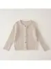 Suéter Infantil Estilo Preppy 2026 Primavera e Outono Novo Estilo Cardigã Simples de Tricô Trançado para Meninos Suéter de Lã para Meninas Gola Redonda