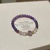 Pulseira de Pedra Bruta de Cristal Nove Roxos Natural Puro para Mulheres Pulseira de Cristal Branco Genuíno Presente para Namorada no Ano do Cavalo