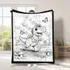 Manta Tuya con patrón de pincel de acuarela de 24 colores, manta para niños con funda, diseño de dinosaurio DIY, disponible ahora, lavable y apta para colorear