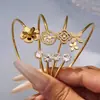 Pulsera Misteriosa y Lujosa de Acero Inoxidable con Circonia 5A para Mujer, Brazalete Abierto Delgado en Forma de Flor, Oro de 18K, Joyería de Diseño Único