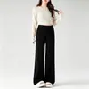 Pantalones de pierna ancha versátiles para maternidad, nuevos pantalones de punto para maternidad estilo coreano de otoño e invierno, pantalones rectos casuales adelgazantes para maternidad